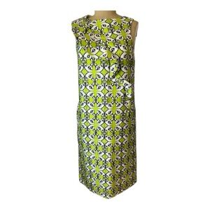 Thomas Wylde Silk & Cotton Ruffle Accent Calla Lilly Pattern Sheath Dress